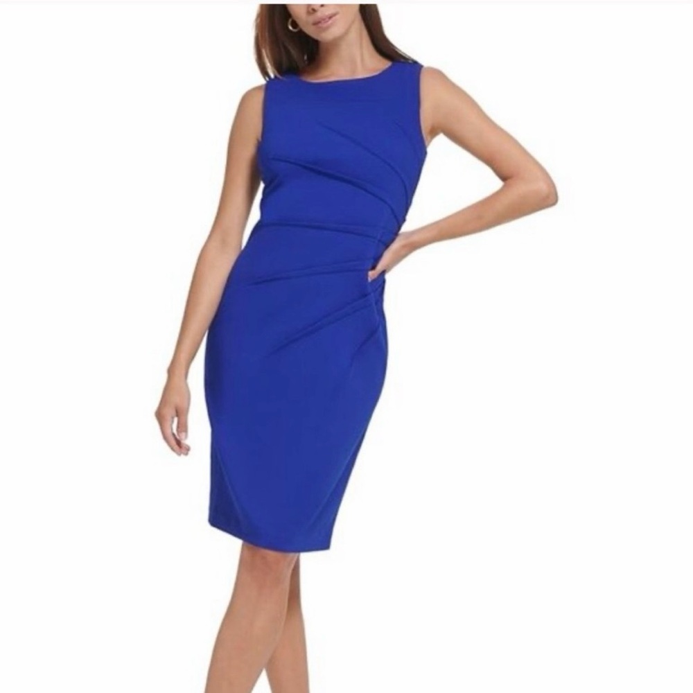Chic Royal Blue Starburst Midi Dress Calvin Klein